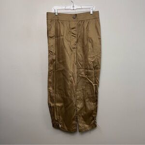 NWT Zara Brownish/Gold Tapered Parachute Style Pants Size XL Relaxed Fit